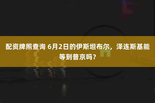配资牌照查询 6月2日的伊斯坦布尔，泽连斯基能等到普京吗？