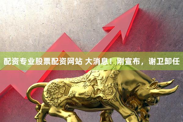 配资专业股票配资网站 大消息！刚宣布，谢卫卸任